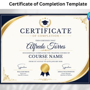 Certificate of Completion Template | Editable Canva Completion Certificate | Printable Achievement Award | Digital Download