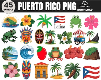 Puerto Rico PNG | Puerto Rican Flag Sublimation Design | Island Pride PNG for Shirts | Tropical Travel PNG | Digital Download File