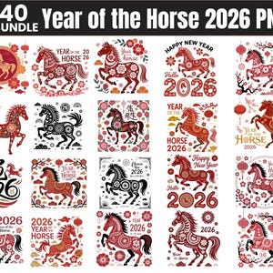 Year of the Horse 2026| Chinese Zodiac Horse PNG | 2026 Lunar New Year  | Horse Sublimation Design | Digital Download