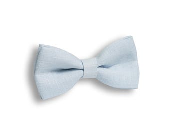 Papillon a pois - Accessorio pre-annodato in lino blu - Cinturino regolabile, confezione regalo, adatto per matrimoni e occasioni informali. - Italia