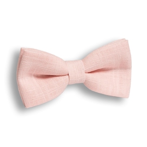 Pink Linen Bow Tie, Hand-Sewn Classic Accessory for Adults, Kids & Babies, Soft Pastel Bowtie, Elegant Wedding Bow Tie Or Gift Idea