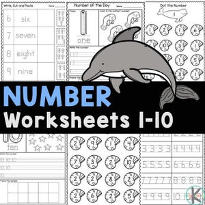 1-10 Number Tracing Preschool Worksheet Printable Handwriting Practice Kindergarten Worksheets Learning Numbers Instant Download