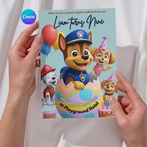 Paw Patrol Geburtstagskarte | Bearbeitbare Canva Vorlage | Sofortdownload | Digitale Geburtstagskarte für Kinder