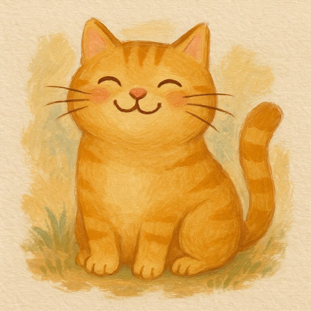 Happy Cat Digital Art - Cute Kawaii Kitty PNG - Smiling Cat Clipart for ...