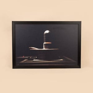 Dhyanalinga-foto - zwart (18 x 12) met lijst