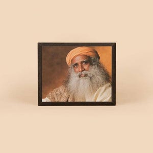 Sadhguru-foto: 6 x 4 (met lijst en standaard)