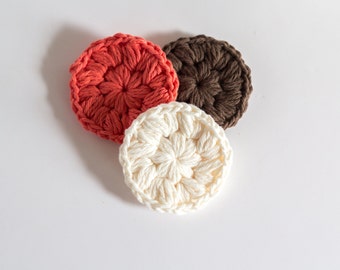 Makeup Remover, face scrubbies, washcloth, reusable, crochet cotton scrubbies, eco friendly scrubby, mini washcloths, set of 3