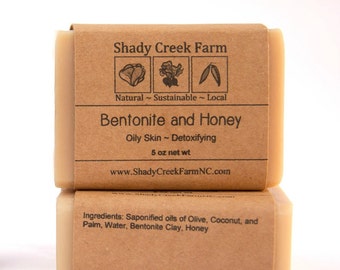 Bentonite and Honey Soap - Bentonite Clay Soap, All Natural Soap, Handcrafted, detox, oily skin - Shady Creek Farm
