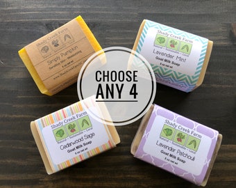 Soap Set of 4 You Choose - Bar Soaps Handmade Soap gift for women man gift goat milk soap vegan soap Stocking Stuffer Christmas gifts