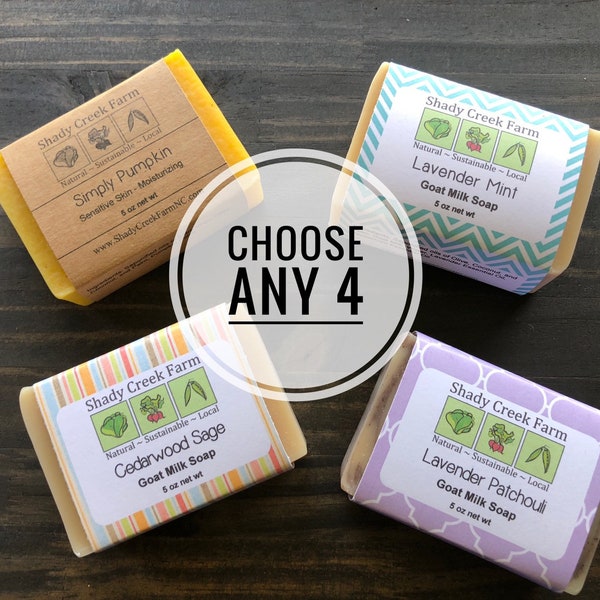 Soap Set of 4 You Choose - Bar Soaps Handmade Soap gift for women man gift goat milk soap vegan soap Stocking Stuffer Christmas gifts