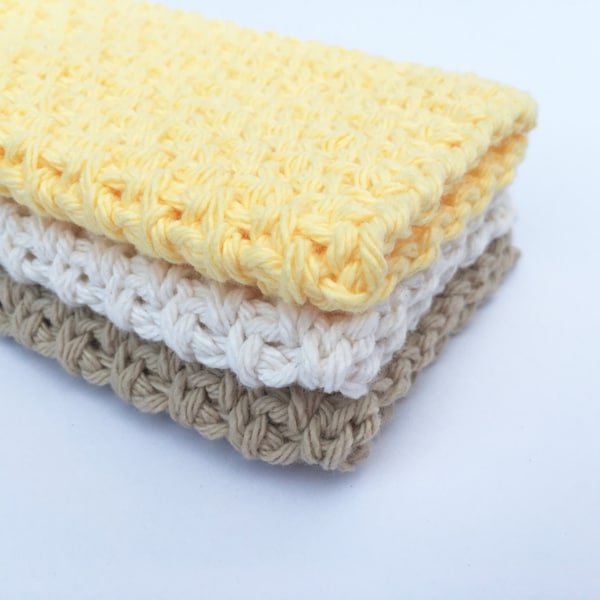 Washcloth Set of 3 washcloths handmade kitchen gift for mom gift for women Washcloth cotton wash cloth crochet dishcloth