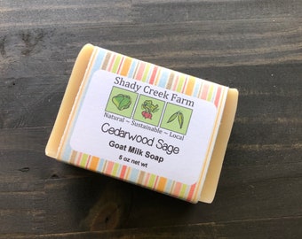 Cedarwood Sage Goat Milk Soap, All Natural Soap, Cold Process Soap, gift for him, man gift, gift for women, gift for Dad