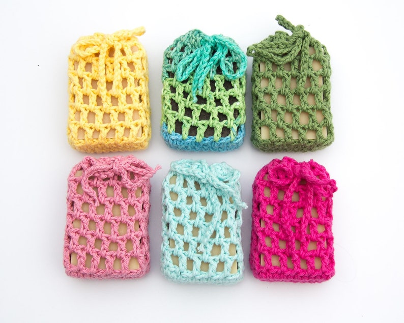 Soap Savers set of 3 Soap Cozy, Crochet Soap Saver set, Cotton Soap Sack, Cotton Soap Holder, gift set, soap gift image 2