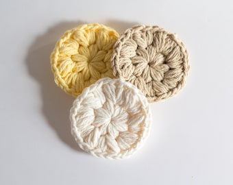 Face Scrubbies set of 3 crochet face scrubbies makeup remover cotton face scrubbies, eco friendly reusable facial rounds face cloth