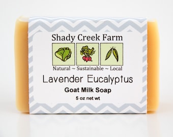 Lavender Eucalyptus Goat Milk Soap, Hand made Large Bar  of Soap, Made with Essential Oils, Best Goat Milk Soap