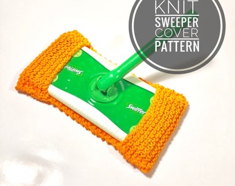 Knitting Pattern - Reusable Knit Sweeper Cover Pattern - Sweeper Pad Pattern Wet Dry Mop Pattern Knitted Sweeper Mop Cover