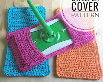 Crochet Pattern - Reusable Crochet Sweeper Cover Pattern - Sweeper Pad Pattern Wet Dry Mop Pattern Crochet Sweeper Mop Cover