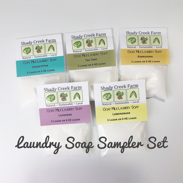 Laundry Soap Sampler - Laundry Detergent Sampler  - 5 Sample Size Varieties