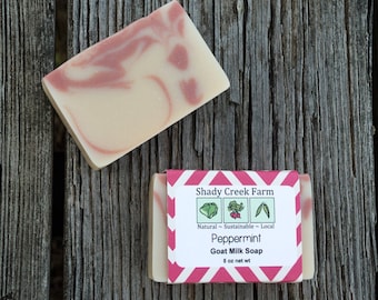 Peppermint Soap - Peppermint Goat Milk Soap, Mint Soap, All Natural Handcrafted, Rustic, Handmade Soap - Shady Creek Farm