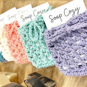 Soap Savers set of 3 Soap Cozy, Crochet Soap Saver set, Cotton Soap Sack, Cotton Soap Holder, gift set, soap gift image 4