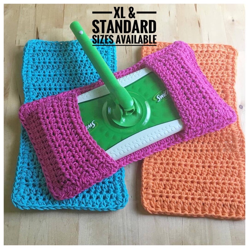 Sweeper Cover Set of 3 Choose A Size Standard & XL Reusable Crochet Sweeper Eco friendly Mop Covers Wet Dry Mop Cover image 2