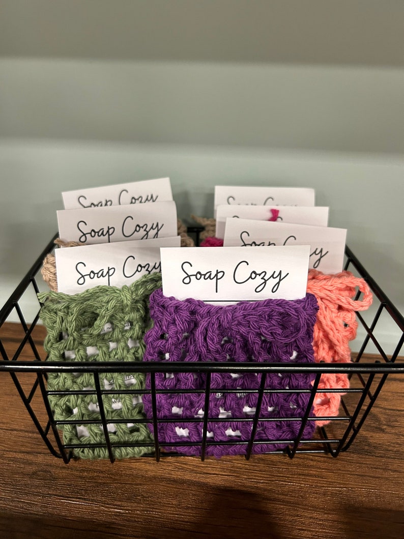Soap Savers set of 3 Soap Cozy, Crochet Soap Saver set, Cotton Soap Sack, Cotton Soap Holder, gift set, soap gift image 7