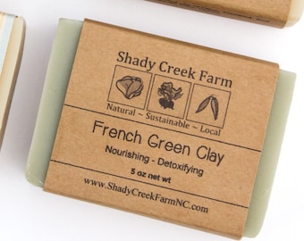 French Green Soap - Clay Soap Unscented Soap All Natural Soap Handcrafted Soap Handmade Soap Detox Soap Artisanal Soap Vegan Soap