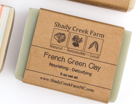 French Green Soap - Clay Soap Unscented Soap All Natural Soap Handcrafted Soap Handmade Soap Detox Soap Artisanal Soap Vegan Soap