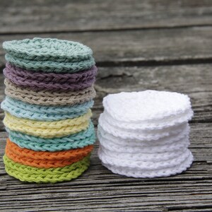 Facial Rounds Set of 8 Face Scrubbies Makeup Remover Pads Reusable Cotton Face Cloths Mini Washcloths image 2