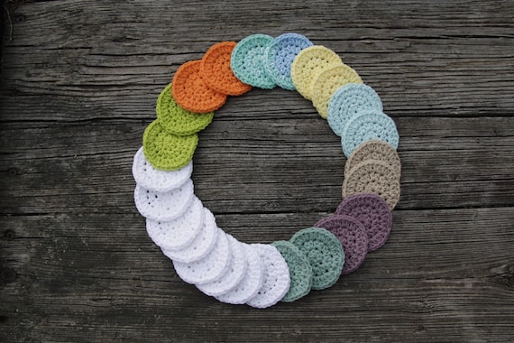 Face Scrubbies - Set of 24 Facial Rounds, Reusable Makeup Remover Pads, Mini Wash Cloths, Facial Scrubbies, Cotton Scrubbies