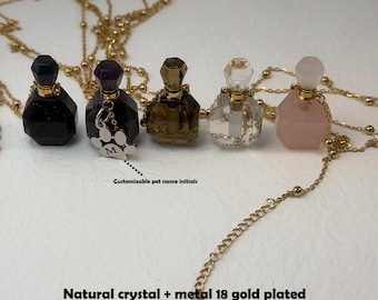 Collar de cristal para cenizas de mascotas, urna de recuerdo bañada en oro de 18 quilates
