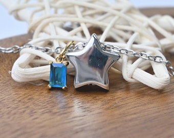 Star Cremation Urn Necklace, Stainless Steel Memorial Keepsake