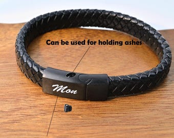 Pulsera de cuero con urna funeraria para mascota o ser querido, pulsera de cuero para hombre, regalo conmemorativo para cenizas de mascota, regalo de condolencia conmemorativo