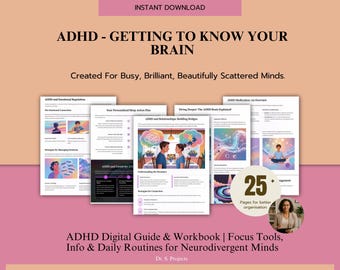 ADHD Digital Guide And Workbook Focus Tools, Info And Daily Routines for Neurodivergent Minds