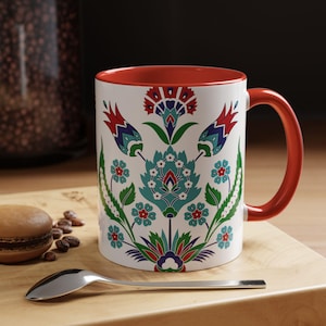 Becher, Blumenmuster Anatolische Keramik Kunst Kaffeetasse, Teebecher, Einzigartige Küchendekoration, Geschenk für Sie, Muttertagsgeschenk