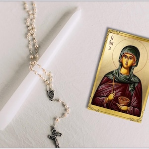 Orthodox Christian Prayer Card – St. Paraskevi | Holy Martyr Healing Prayer | Double-Sided Icon | Digital Download