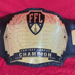 Fantasy Football League Champion Replica Belt – Gold & Black Championship Trophy – Adult Size