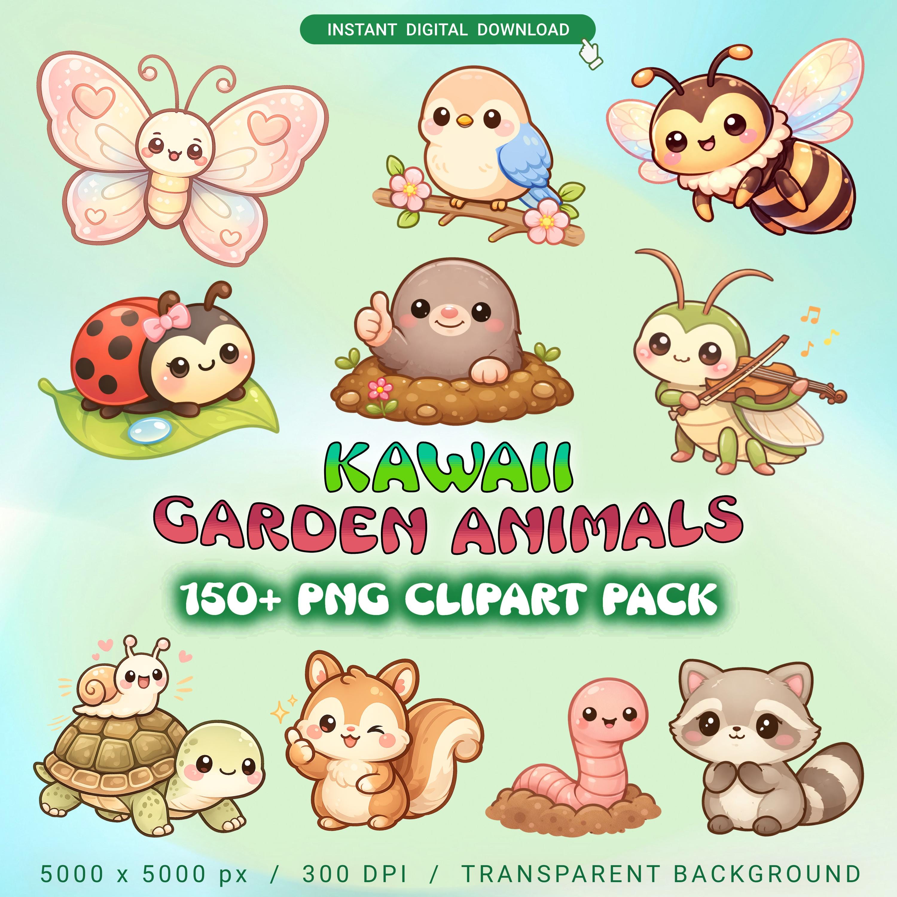 Kawaii Garden Animals Clipart Bundle 150 Cute Bugs Forest Animals kawaii-garden-animals-clipart-bundle-150-cute-bugs-forest-animals