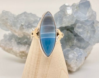 Vintage Ocean Beach Blue Lace Agate Ring