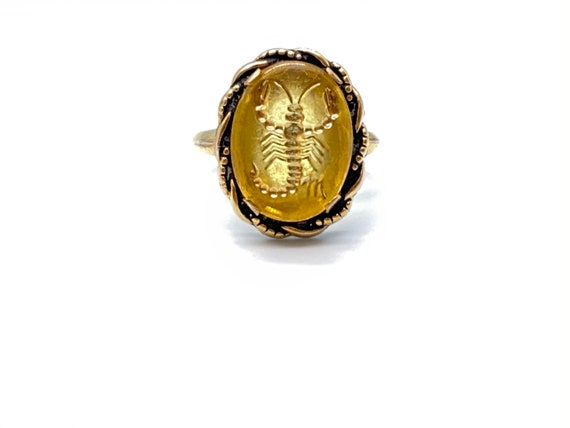 Vintage Gold Scorpion Cameo Ring