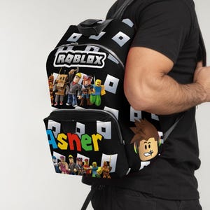 Roblox-Inspired Custom Name School Bag, Boys Birthday Gift, Gaming Theme Bookbag image 1