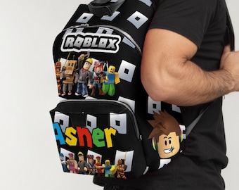 Zaino scolastico personalizzato ispirato a Roblox, regalo di compleanno per ragazzi, zaino a tema gaming
