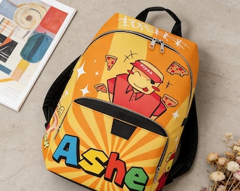 Elliot Backpack - Customizable Name- Roblox Backpack - Pizza Lover Gift