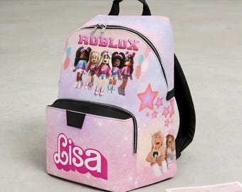 Roblox Girls Backpack Pink - Custom name Backpack - gifts for roblox fans