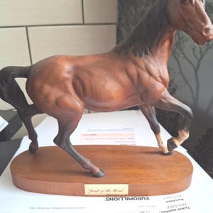 John Beswick Horse Spirit of the wind Matt Brown on wooden plinth horse in Excellent Condition