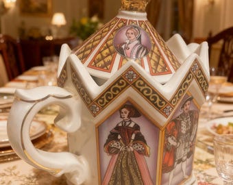Vintage King Henry VIII His Six Wives Sadler Teapot, England Tudor