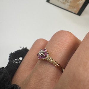Vintage 9ct Gold Ruby & Diamond Ring, Birmingham 1985 Hallmarked
