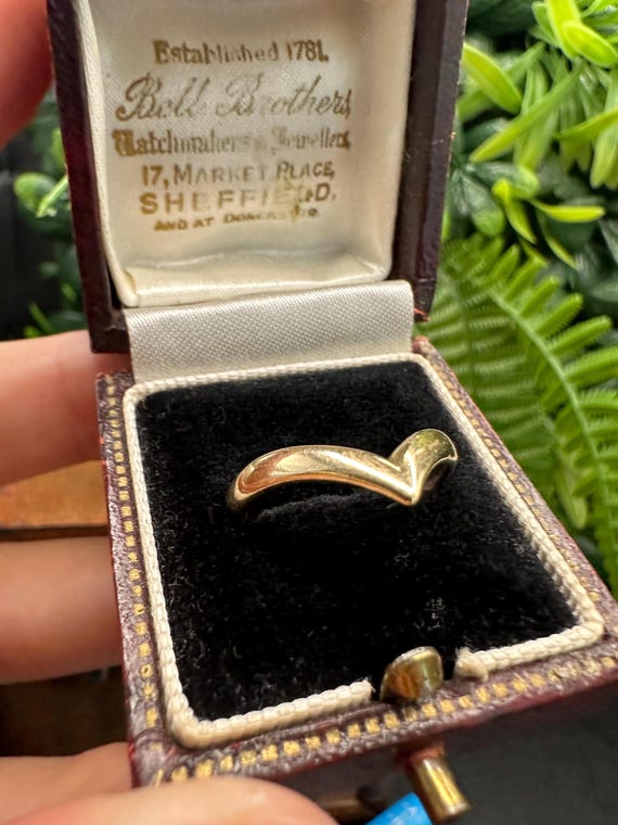 Vintage 9ct Solid Gold Wishbone Ring UK Size N1/2 | Hallmarked Birmingham