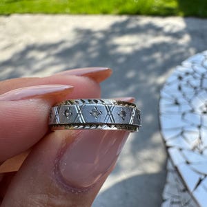 Vintage Silver and Gold Eternity Ring with Diamond Accents