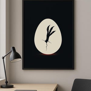 Jurassic Park Minimalist Poster | Digital Download Dinosaur Egg Print | Abstract 90s Movie Wall Art | Cult Classic Film Poster